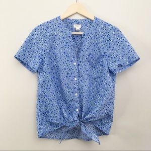 J. Crew Factory Floral Tie-Front Button Up Shirt